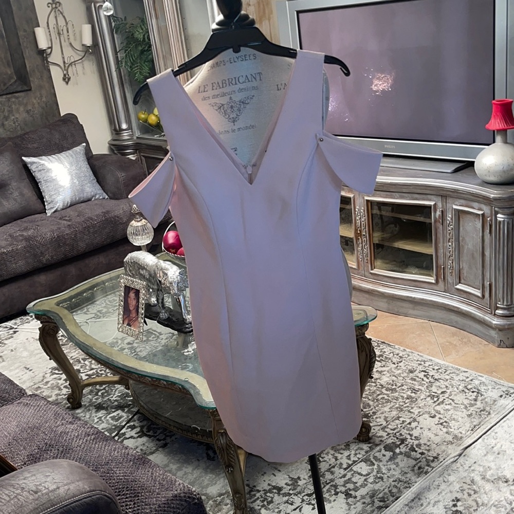 Pink with gold accents. Stealth dress!! Designer!